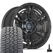 18" 4PLAY Wheels fit GM-Ford-Lincoln-Nissan-Toyota - 4PS01 Satin Black 18x9, Sailun Tires &amp; TPMS Set