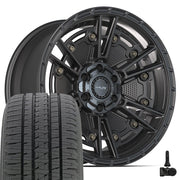 20" 4PLAY Wheels fit GM-Ford-Lincoln-Nissan-Toyota - 4PS01 Satin Black 20x9, Bridgestone Tires &amp; TPMS Set