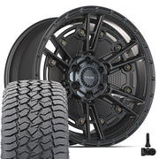 20" 4PLAY Wheels fit GM-Ford-Lincoln-Nissan-Toyota - 4PS01 Satin Black 20x9, Sailun Tires &amp; TPMS Set