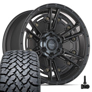 4PLAY 4PS01 20x9 6x135 + 6x139.7 Satin Black Wheels 275-55-20 TBB TS-37 AT Tires TPMS SET