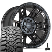 Set(5) 17x9 4PS20 Satin Black - 5x127 &amp; 5x139.7 -6ET with 33x12.50r17 TBB TS-57 RT Tires &amp; TPMS