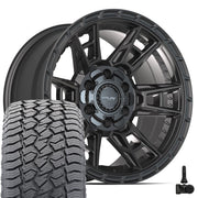 17" 4PLAY Wheels fit GM-Ford-Lincoln-Nissan-Toyota - 4PS20 Satin Black 17x9, Sailun Tires &amp; TPMS Set