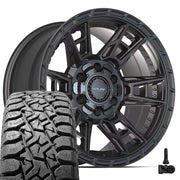 Set(4) 17x9 4PS20 Satin Black - 6x135 &amp; 6x139.7 -6ET with 33x12.50r17 TBB TS-57 RT Tires &amp; TPMS