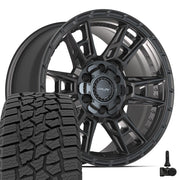 Set(4) 18x9 4PS20 Satin Black - 6x135 &amp; 6x139.7 +18ET with 275/65r18 Ironman All Country AT-X Tires &amp; TPMS