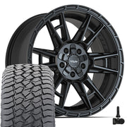 20" 4PLAY Wheels fit Ram-Dodge-Jeep-GM-Ford - 4PS20 Satin Black 20x9, Sailun Tires &amp; TPMS Set