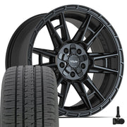 20" 4PLAY Wheels fit Ram-Dodge-Jeep-GM-Ford - 4PS20 Satin Black 20x9, Bridgestone Tires &amp; TPMS Set