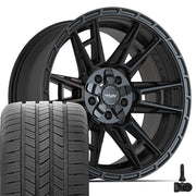 20" 4PLAY Wheels fit Ram-Dodge-Jeep-GM-Ford - 4PS20 Satin Black 20x9, Goodyear Tires &amp; TPMS Set