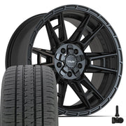 20" 4PLAY Wheels fit Ram-Dodge-Jeep-GM-Ford - 4PS20 Satin Black 20x9, Bridgestone Tires &amp; TPMS Set