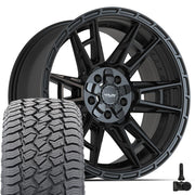 20" 4PLAY Wheels fit Ram-Dodge-Jeep-GM-Ford - 4PS20 Satin Black 20x9, Sailun Tires &amp; TPMS Set