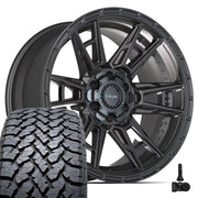 4PLAY 4PS20 20x9 6x135 + 6x139.7 Satin Black Wheels 275-55-20 TBB TS-37 AT Tires TPMS SET
