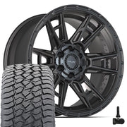 20" 4PLAY Wheels fit GM-Ford-Lincoln-Nissan-Toyota - 4PS20 Satin Black 20x9, Sailun Tires &amp; TPMS Set