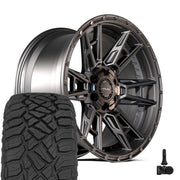 4PLAY 4PS20 20x9 6x135 + 6x139.7 Satin Black Wheels 275-55-20 Sailun TerraMax RT Tires TPMS SET
