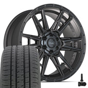 22" 4PLAY Wheels fit GM-Ford-Lincoln-Nissan-Toyota - 4PS20 Satin Black 22x10, Bridgestone Tires &amp; TPMS Set
