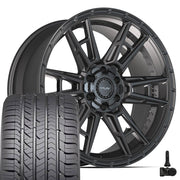 22" 4PLAY Wheels fit GM-Ford-Lincoln-Nissan-Toyota - 4PS20 Satin Black 22x10, Goodyear Tires &amp; TPMS Set