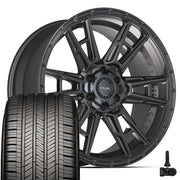 22" 4PLAY Wheels fit GM-Ford-Lincoln-Nissan-Toyota - 4PS20 Satin Black 22x10, Goodyear Tires &amp; TPMS Set