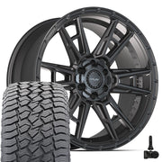 22" 4PLAY Wheels fit GM-Ford-Lincoln-Nissan-Toyota - 4PS20 Satin Black 22x10, Sailun Tires &amp; TPMS Set