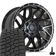 Set(4) 18x9 4PS28 Gloss Black Brushed with Tinted Clear - 6x135 &amp; 6x139.7 +18ET with 275/65r18 Ironman All Country AT-X Tires &amp; TPMS