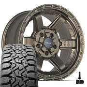 Set(4) 17x9 4PS63 Satin Bronze - 5x127 &amp; 5x139.7 -6ET with 33x12.50r17 TBB TS-57 RT Tires &amp; TPMS