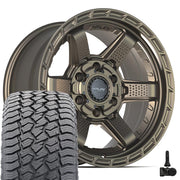 17" 4PLAY Wheels fit GM-Ford-Lincoln-Nissan-Toyota - 4PS63 Satin Bronze 17x9, Sailun Tires &amp; TPMS Set