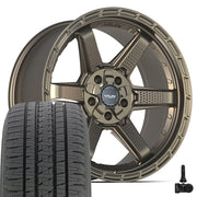 20" 4PLAY Wheels fit Ram-Dodge-Jeep-GM-Ford - 4PS63 Satin Bronze 20x9, Bridgestone Tires &amp; TPMS Set