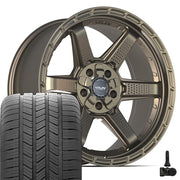 20" 4PLAY Wheels fit Ram-Dodge-Jeep-GM-Ford - 4PS63 Satin Bronze 20x9, Goodyear Tires &amp; TPMS Set
