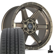 20" 4PLAY Wheels fit GM-Ford-Lincoln-Nissan-Toyota - 4PS63 Satin Bronze 20x9, Bridgestone Tires &amp; TPMS Set