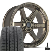 22" 4PLAY Wheels fit GM-Ford-Lincoln-Nissan-Toyota - 4PS63 Satin Bronze 22x9, Bridgestone Tires &amp; TPMS Set