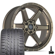 22" 4PLAY Wheels fit GM-Ford-Lincoln-Nissan-Toyota - 4PS63 Satin Bronze 22x9, Goodyear Tires &amp; TPMS Set
