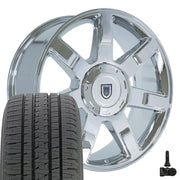22" Replica Wheels fit Cadillac Escalade - CA80 Chrome 22x9, Bridgestone Tires &amp; TPMS Set