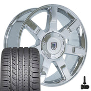 22" Replica Wheels fit Cadillac Escalade - CA80 Chrome 22x9, Goodyear Tires &amp; TPMS Set
