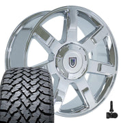 Set(4) 22x9 CA80 Chrome - 6x139.7 +31ET with 285/45r22 TBB TS-37 AT Tires &amp; TPMS