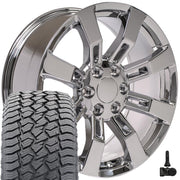 20" Replica Wheels fit Cadillac Escalade - CA82 Chrome 20x8.5, Sailun Tires &amp; TPMS Set