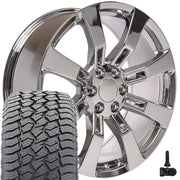 22" Replica Wheels fit Cadillac Escalade - CA82 Chrome 22x9, Sailun Tires &amp; TPMS Set