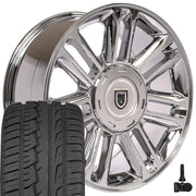 22" Replica Wheels fit Cadillac Escalade - CA83 Chrome 22x9, Ironman Tires &amp; TPMS Set