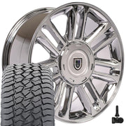22" Replica Wheels fit Cadillac Escalade - CA83 Chrome 22x9, Sailun Tires &amp; TPMS Set