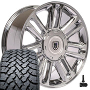Set(4) 22x9 CA83 Chrome - 6x139.7 +31ET with 285/45r22 TBB TS-37 AT Tires &amp; TPMS