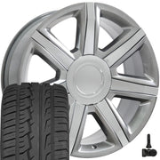 Set(4) 22x9 CA87 Gloss Hyper Silver with Chrome Insert - 6x139.7 +31ET with 285/45r22 Ironman iMove GEN 2 SUV Tires &amp; TPMS