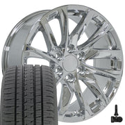 Set(4) 20x9 CA90 Chrome - 6x139.7 +28ET with 275/55r20 Bridgestone Dueler Alenza HL Plus Tires &amp; TPMS