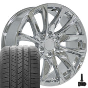 Set(4) 20x9 CA90 Chrome - 6x139.7 +28ET with 275/55r20 Goodyear Eagle LS2 Tires &amp; TPMS