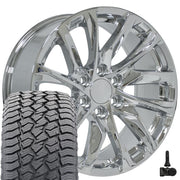 Set(4) 20x9 CA90 Chrome - 6x139.7 +28ET with 275/55r20 Sailun TerraMax AT2 Tires &amp; TPMS