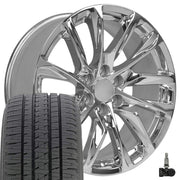 Set(4) 22x9 CA90 Chrome - 6x139.7 +28ET with 285/45r22 Bridgestone Dueler Alenza HL Tires &amp; TPMS