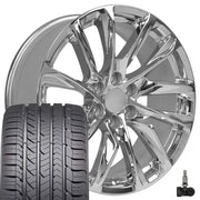 Set(4) 22x9 CA90 Chrome - 6x139.7 +28ET with 285/45r22 Goodyear Eagle Sport Tires &amp; TPMS