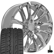 OE Wheels CA90 22x9 6x139.7 Chrome Wheels 285-45-22 Ironman iMove GEN 2 SUV Tires TPMS SET