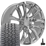 22" Replica Wheels fit Cadillac Escalade - CA90 Chrome 22x9, Sailun Tires &amp; TPMS Set