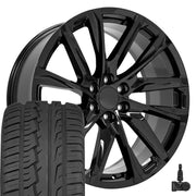 Set(4) 24x10 CA90 Gloss Black - 6x139.7 +28ET with 305/35r24 Ironman iMove GEN 2 Tires &amp; TPMS