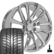 Set(4) 24x10 CA90 Chrome - 6x139.7 +28ET with 295/35r24 Sailun Atrezzo SVR LX+ Tires &amp; TPMS