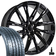 OE Wheels CA90 26x10 6x139.7 Gloss Black Wheels 295-30-26 Atlas Force UHP Tires TPMS SET