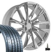 Set(4) 26x10 CA90 Chrome - 6x139.7 +28ET with 295/30r26 Atlas Force UHP Tires &amp; TPMS