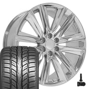 Set(4) 24x10 CA91 Chrome - 6x139.7 +28ET with 295/35r24 Sailun Atrezzo SVR LX+ Tires &amp; TPMS
