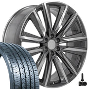 SET - Gloss Gunmetal with Polished Face Rims fit Cadillac Escalade 26x10 and Atlas Tires